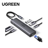 DOCKING Station Ugreen, CM512 conec PC USB Type-C, USB 3.2 x 2| RJ-45 x 1|HDMI 4Kx1 la 60Hz|USB-C x 1 PD 100W, aluminiu, gri - 6941876240005