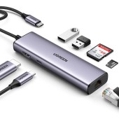 DOCKING Station Ugreen, CM512 conectare PC USB Type-C, USB 3.0 x 2| RJ-45 Gigabit x 1|HDMI 4K x 1 la 30Hz|USB-C x 1 PD 100W, aluminiu, gri - 6957303895687