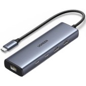 DOCKING Station Ugreen, CM512 conectare PC USB Type-C, USB 3.2 x 1|USB 2.0 x 1||Gigabit RJ-45 x 1|USB-C x 2 PD 100W, aluminiu, gri - 6941876243204