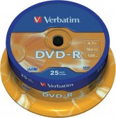 DVD-R VERBATIM  4.7GB, 120min, viteza 16x,  25 buc, Single Layer, spindle, 