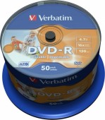 DVD-R VERBATIM  4.7GB, 120min, viteza 16x, 50 buc, Single Layer, spindle, printabil, 