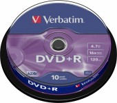 DVD+R VERBATIM  4.7GB, 120min, viteza 16x,  10 buc, Single Layer, spindle, 
