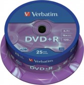 DVD+R VERBATIM  4.7GB, 120min, viteza 16x,  25 buc, Single Layer, spindle, 