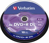 DVD+R VERBATIM  8.5GB, 240min, viteza 8x, 10 buc, Double Layer, spindle, 