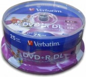 DVD+R VERBATIM  8.5GB, 240min, viteza 8x, 25 buc, Double Layer, spindle, printabil, 