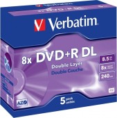 DVD+R VERBATIM  8.5GB, 240min, viteza 8x, Double Layer, 5-PAck, Jewel Case, 