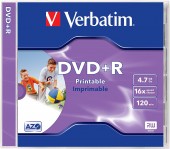 DVD+R VERBATIM  4.7GB, 120min, viteza 16x, 1 buc, Jewel Case, carcasa, printabil, 
