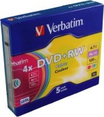 DVD+RW VERBATIM  4.7GB, 120min, viteza 1-4x, set 5 buc, Single Layer, Jewel Case, 