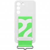 Galaxy S22; Silicone Cover with Strap; White