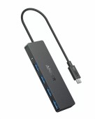 HUB Anker, 4-in-1, USB 3.0 x 4 porturi, incarcare prin USB Type-C, viteza 5 Gbps, conectare prin USB-C, negru,  (