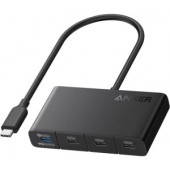 HUB Anker, 4-in-1, USB-C x 4 porturi, incarcare prin USB Type-C, viteza 10 Gbps, conectare prin USB-C, 100W PD in, 85W PD out, gri,  (