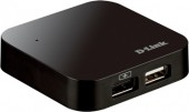 HUB extern D-LINK, porturi USB: USB 2.0 x 4, conectare prin USB 2.0, alimentare retea 220 V, negru