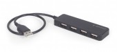 HUB extern GEMBIRD, porturi USB: USB 2.0 x 4, conectare prin USB, cablu 0,30 m, negru,  - 8716309124713