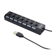 HUB extern GEMBIRD, porturi USB: USB 2.0 x 7, conectare prin USB 2.0, alimentare retea 220 V, cablu 0.5 m, negru