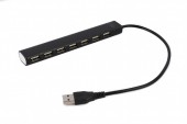 HUB extern GEMBIRD, porturi USB: USB 2.0 x 7, conectare prin USB, cablu 0,30 m, negru,  - 8716309124461