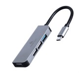 HUB extern GEMBIRD, porturi USB: USB-A 2.0 x 3, USB-A 3.1 x 1, conectare prin USB-A 3.1, cablu 0.12 m, argintiu