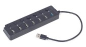 HUB extern GEMBIRD, porturi USB: USB-A 2.0 x 6, USB-A 3.1 x 1, conectare prin USB-A 3.1, cablu 0.50 m, negru