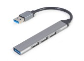 HUB extern GEMBIRD, porturi USB: USB-A 3.1 x 1, USB-A 2.0 x 3, conectare prin USB-A, argintiu