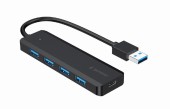 HUB extern GEMBIRD, porturi USB: USB-A 3.1 x 4, conectare prin USB-A 3.1, cablu 0.15 m, negru
