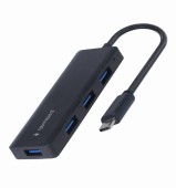 HUB extern GEMBIRD, porturi USB: USB-A 3.1 x 4, conectare prin USB Type-C, cablu 0.15 m, negru