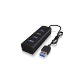 HUB extern Icy Box, porturi USB: USB 3.0 x 4, conectare prin USB-A, aluminiu, negru