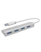 HUB extern Icy Box, porturi USB: USB 3.0 x 4, conectare prin USB Type-C, aluminiu, argintiu