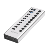 HUB extern LOGILINK, porturi USB: USB 3.0 x 10, conectare prin USB-C 3.0, metal, argintiu