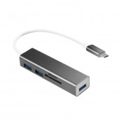 HUB extern LOGILINK, porturi USB: USB 3.0 x 3, conectare prin USB 3.2 Type C, cablu 0.1 m, alte porturi: SD, MicroSD, negru