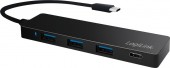 HUB extern LOGILINK, porturi USB: USB 3.0 x 3, USB 3.1 Type C, conectare prin USB 3.2 Type C, cablu 0.1 m, negru