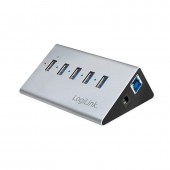 HUB extern LOGILINK, porturi USB: USB 3.0 x 4, Fast Charging x 1, conectare prin USB 3.0, alimentare retea 220 V, argintiu