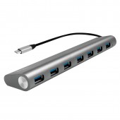 HUB extern LOGILINK, porturi USB: USB 3.0 x 7, conectare prin USB 3.1 Type C, cablu 0.1 m, argintiu