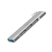 HUB extern LOGILINK, porturi USB: USB-A 3.0 x 1 + USB-A 2.0 x 3, conectare prin USB-A, aluminiu, gri