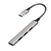 HUB extern LOGILINK, porturi USB: USB-A 3.0 x 1 + USB-A 2.0 x 3, conectare prin USB-A, aluminiu, prot. supracurent, supratensiune, gri