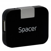 HUB extern SPACER, porturi USB: USB 2.0 x 4, conectare prin USB 2.0, cablu 1m, negru