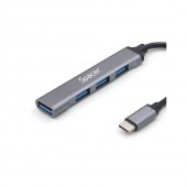 HUB extern SPACER, porturi USB:USB 3.0 X 1, USB 2.0 x 3, conectare prin TYPE-C, cablu 1m, aluminiu