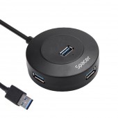 HUB extern SPACER, porturi USB:USB 3.0 X 1, USB 2.0 x 3, conectare prin USB 3.0, cablu 1m,Plastic ABS, Negru