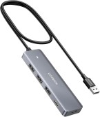 HUB extern Ugreen, CM219 porturi USB: USB 3.0 x 3, USB Type-C x 1, conectare prin USB 3.0, aluminiu, lungime 60 cm, gri, - 6941876219209