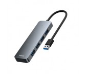 HUB USB Baseus UltraJoy 4 in 1, input USB 3.0, output 4 x USB 3.0, lungime cablu 150 cm, gri  - 6932172653248