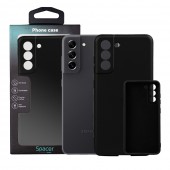 Husa Samsung Galaxy S21 FE Spacer, negru, grosime 2mm, material flexibil silicon + interior cu microfibra
