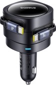 INCARCATOR auto Baseus Enjoyment Max, Quick Charge 60W, cablu retractabil integrat 2 x USB Type-C, negru  - 6932172682576