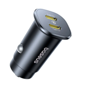 INCARCATOR auto Baseus GoTrip DP1, Quick Charge 30W, 2 x USB Type-C, pt. bricheta auto, negru  - 6932172687243