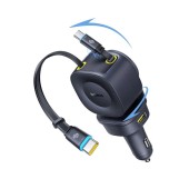INCARCATOR auto Baseus PrimeTrip VR2 Max, Quick Charge 100W, 1 x USB, 1 x USB Type-C, cablu integrat retractabil 2 x USB Type-C pt. bricheta auto, negru  - 6932172692230