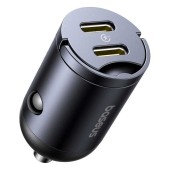 INCARCATOR auto Baseus Tiny Star, Quick Charge 30W, 2 x USB Type-C , negru  - 6932172677190