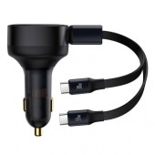 INCARCATOR auto Baseus Tiny Star, Quick Charge 33W, cablu integrat 2 x USB Type-C, negru  - 6932172629267