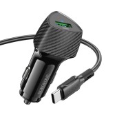 INCARCATOR auto Borofone BZ31, pt. bricheta auto, 1 x USB 18W, include cablu USB la USB Type-C de 1m, negru