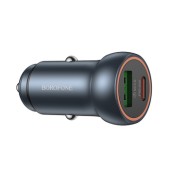 INCARCATOR auto Borofone BZ32A, pt. bricheta auto, 1 x USB max.18W, 1 x USB Type-C max 30W, gri