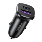 INCARCATOR auto Ugreen, EC305 1 x USB, 1 x USB Type-C total output 30W, pt. bricheta auto, negru