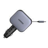 INCARCATOR auto Ugreen, EC602 1 x USB, 1 x USB Type-C, include cablu retractabil 0.7m USB Type-C, total output 60W, pt. bricheta auto, gri