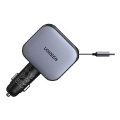 INCARCATOR auto Ugreen, EC604 1 x USB, 2 x USB Type-C, include cablu retractabil 0.7m USB Type-C, total output 145W, pt. bricheta auto, gri