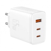 INCARCATOR RETEA Baseus Cube Pro, Quick Charge 65W, 2 x USB Type-C Output 5V/3A, 1 x USB, alb  - 6932172641481